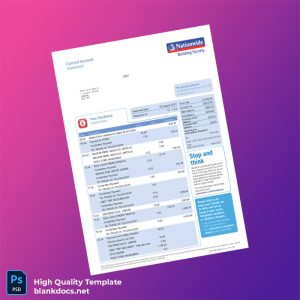 UK Nationwide Bank Statement Template in Word and PDF formats