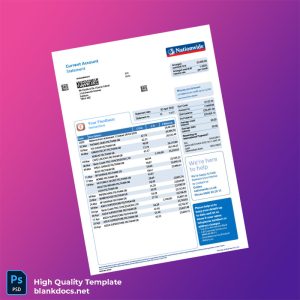 UK Nationwide Bank Statement Template in Word and PDF formats
