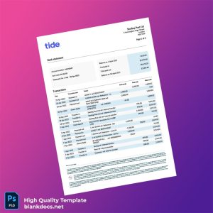 UK Sterling Post Ltd Bank Statement Template in Word and PDF formats