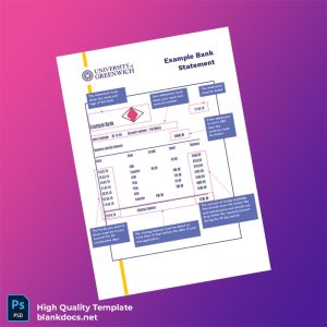 UK United Kingdom Example Bank Statement Template in Word and PDF formats