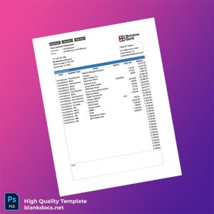 US Bit Manufacturing Ltd Bank Statement Template in Word and PDF formats