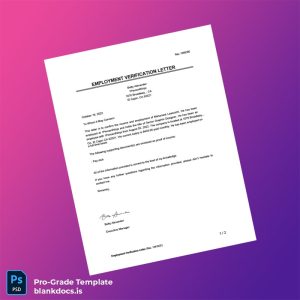 Blank USA 1PercentNinja Employment Verification Letter Template (Word/PDF) Document Preview - BlankDocs