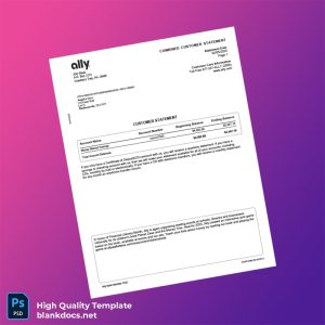 USA Ally Bank Statement Template in Word and PDF formats