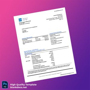 USA American Express Bank Statement Template in Word and PDF formats