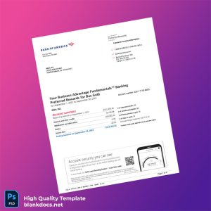 USA Bank of America Statement Template in Word and PDF formats