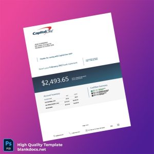 USA Capital One Bank Statement Template in Word and PDF formats
