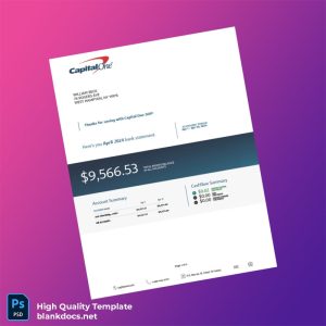 USA Capital One Bank eStatement Template in Word and PDF formats