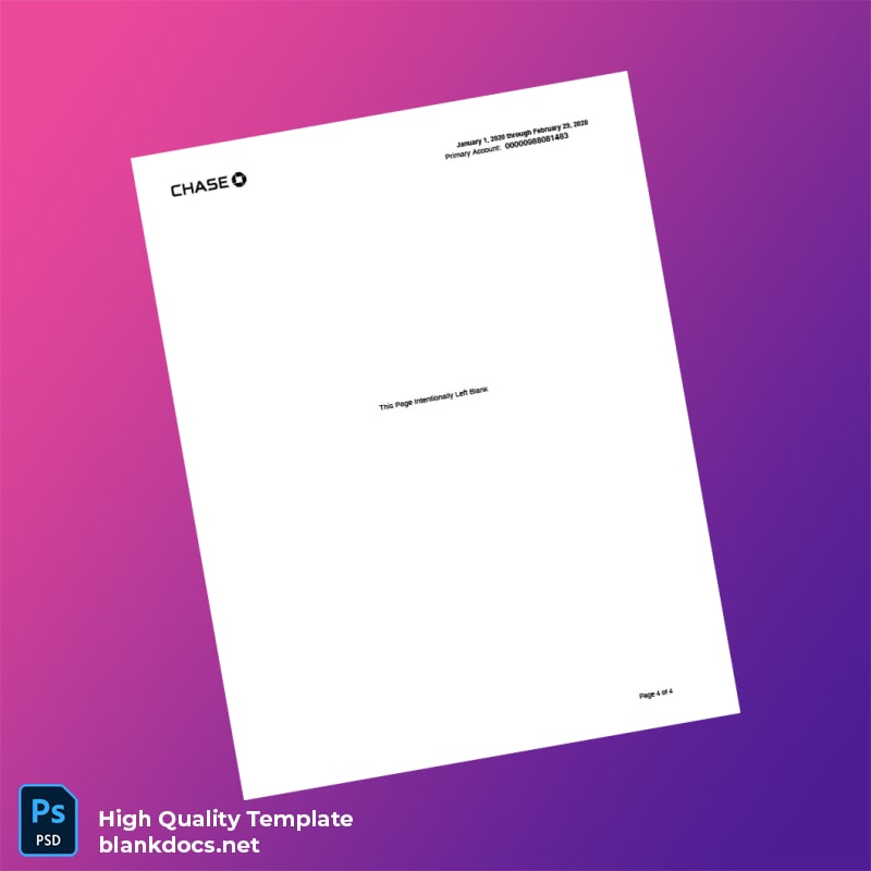 USA Chase Bank Statement Template in Word and PDF formats page 4