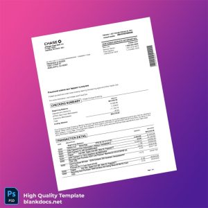 USA Chase College Checking Statement Template in Word and PDF formats