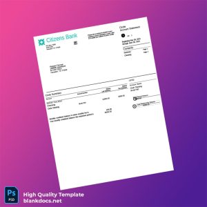 USA Citizens Bank Account Statement Template in Word and PDF formats