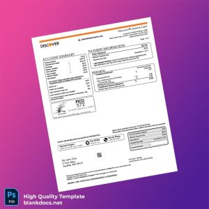 USA Discover Credit Card Statement Template in Word and PDF formats