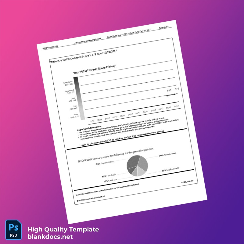 USA Discover Credit Card Statement Template in Word and PDF formats page 7