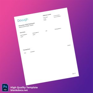 USA Dough Bank Account Statement Template in Word and PDF formats