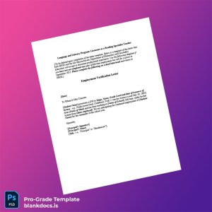 Blank USA Employment Verification Letter Template (Word/PDF) Document Preview - BlankDocs