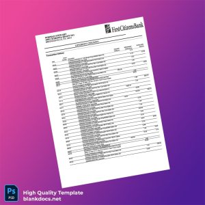 USA First Citizen Bank Statement Template in Word and PDF formats
