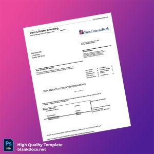 USA First Citizens Bank Statement Template in Word and PDF formats