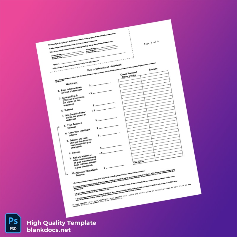 USA Frost Bank Statement Template in Word and PDF formats page 2