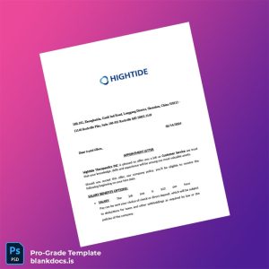 Blank USA Hightide Therapeutics INC Employment Verification Letter Template (Word/PDF) Document Preview - BlankDocs