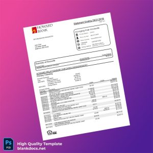 USA Howard Bank Statement Template in Word and PDF formats