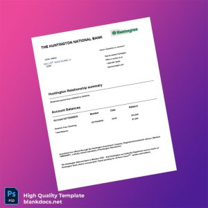 USA Huntington National Bank Statement Template in Word and PDF formats
