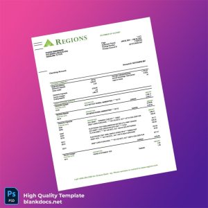 USA Regions Bank Statement Template in Word and PDF formats