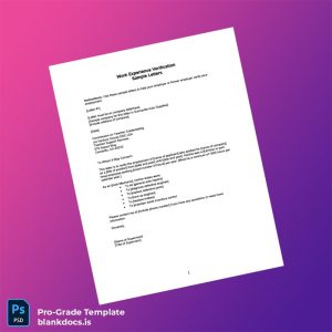 Blank USA Super Computers Work Experience Certificate Template (Word/PDF) Document Preview - BlankDocs