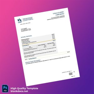 USA USAA Bank Statement Template in Word and PDF formats