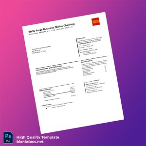USA Wells Fargo Business Bank Statement Template in Word and PDF formats