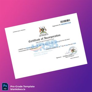 Blank Uganda Uganda Registration Services Bureau Certificate of Incorporation Template (Word/PDF) Document Preview - BlankDocs