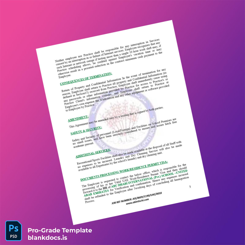 Blank United Arab Emirates Abu Dhabi International Pvt School Employment Verification Letter Template in Word and PDF formats page 5 Document Preview - BlankDocs