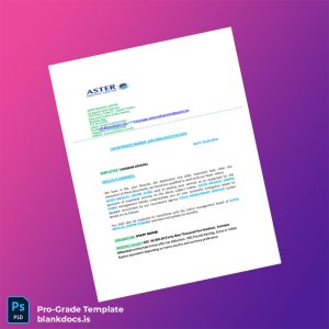 Blank United Arab Emirates Aster Medical Centre Employment Verification Letter Template (Word/PDF) Document Preview - BlankDocs