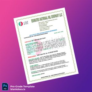 Blank United Arab Emirates Emirates National Oil Company LLC Employment Verification Letter Template (Word/PDF) Document Preview - BlankDocs