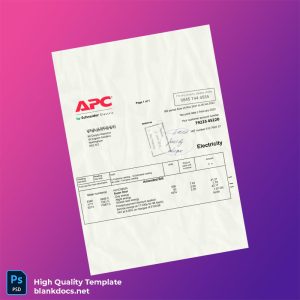United Kingdom APC By Schneider Electric Editable Electricity Bill Template in Word and PDF formats