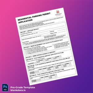 Blank United Kingdom Aberdeen City Council Residential Parking Permit Application Template (Word/PDF) Document Preview - BlankDocs