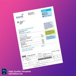 United Kingdom British Gas Editable Gas Bill Template in Word and PDF formats