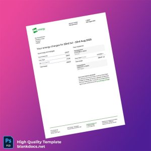 United Kingdom E ON Energy Editable Utility Bill Template in Word and PDF formats