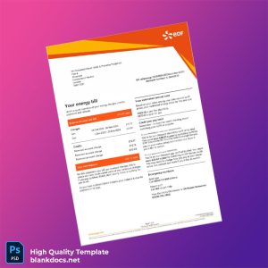 United Kingdom EDF Energy Editable Utility Bill Template in Word and PDF formats