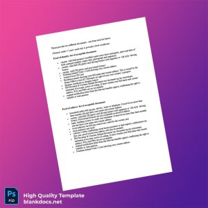 United Kingdom HM Revenue Customs Editable Proof Of Identity List Template in Word and PDF formats