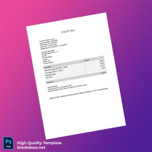 United Kingdom Millstream Editable Utility Bill Template in Word and PDF formats