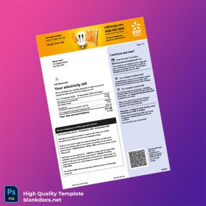 United Kingdom N_A Editable Electricity Bill Template in Word and PDF formats