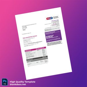 United Kingdom Npower Business Solutions Editable Electricity Bill Template in Word and PDF formats