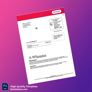 United Kingdom Npower Editable Energy Bill Template in Word and PDF formats