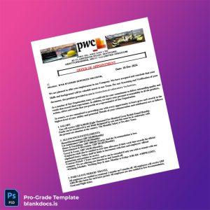 Blank United Kingdom PWC Oil and Gas Ltd Employment Verification Letter Template (Word/PDF) Document Preview - BlankDocs