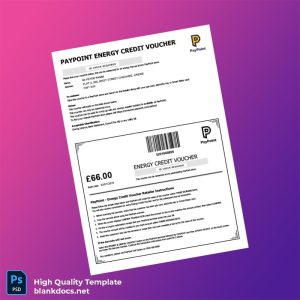 United Kingdom PayPoint Editable Energy Credit Voucher Template in Word and PDF formats