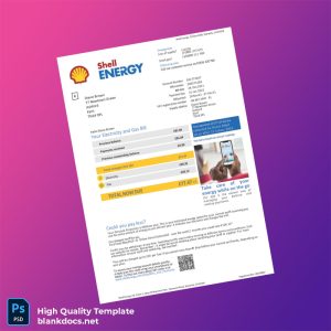 United Kingdom Shell Energy Ltd Editable Electricity Bill Template in Word and PDF formats