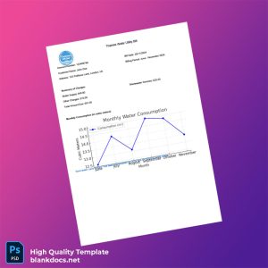 United Kingdom Thames Water Editable Water Bill Template in Word and PDF formats