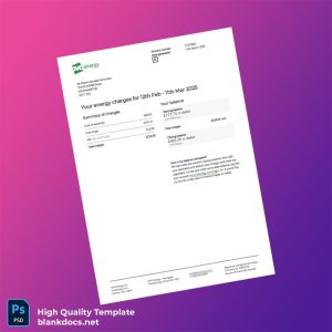 United Kingdom Unknown Editable Utility Bill Template in Word and PDF formats
