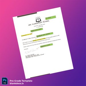 Blank United States ABC Elementary School Employment Verification Letter Template (Word/PDF) Document Preview - BlankDocs