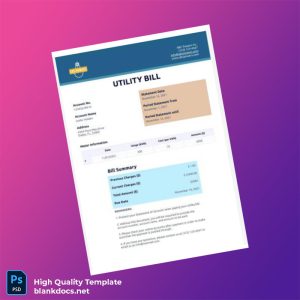 United States ABC Power Company Editable Utility Bill Template in Word and PDF formats