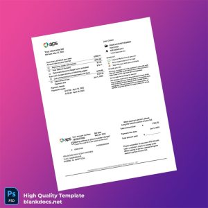 United States APS Editable Utility Bill Template in Word and PDF formats